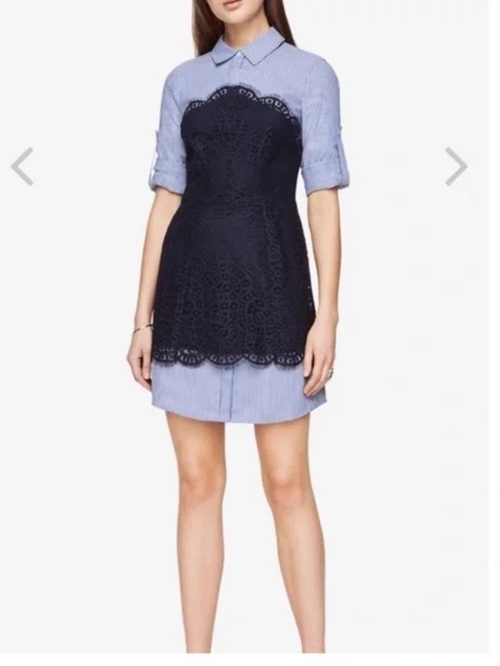 BCBGMaxAzria Kaylin lace-block striped dress